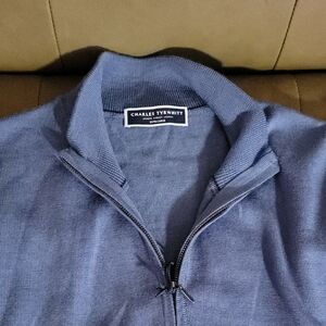 Charles Tyrwhitt Men's Zip-Up Blue Sweater